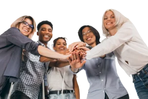 Blog 6 a group of business people putting their hands together